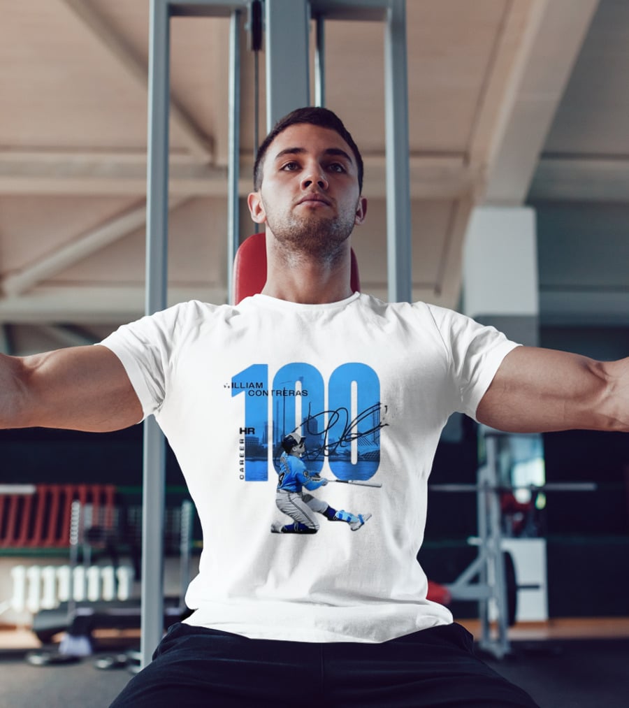 William Contreras Milwaukee Brewers 100 HR Milestone Signature T-Shirt