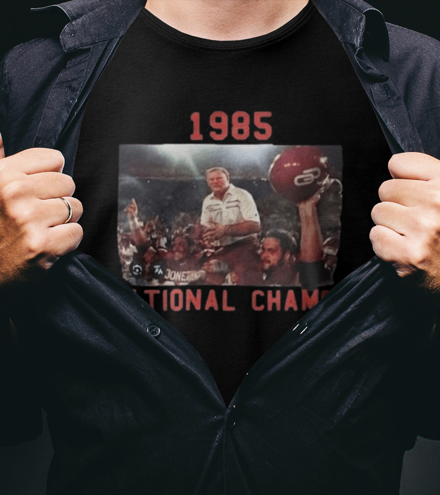1985 National Champs Barry Switzer Tony Casillas Celebration T-Shirt