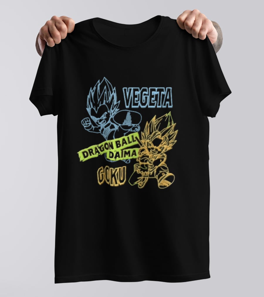 Dragon Ball Daima Vegeta Goku Neon Line Anime Characters Action Poses T-Shirt