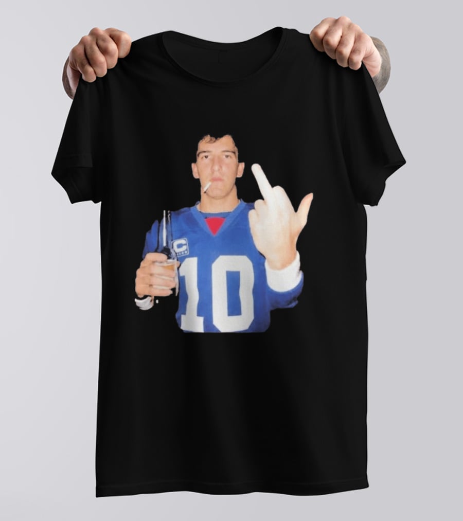 Eli Manning Jersey Smoking Gesture Middle Finger 10 T-Shirt