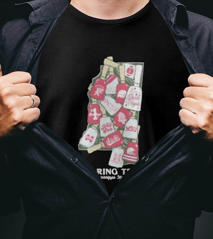 Mississippi State We Ring True Stark Vegas Bulldogs Collage State MSU Football T-Shirt