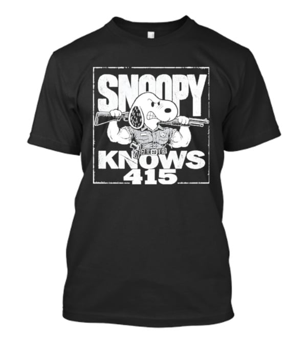 Snoopy Knows 415 Peanuts Police Officer Gun T-Shirt