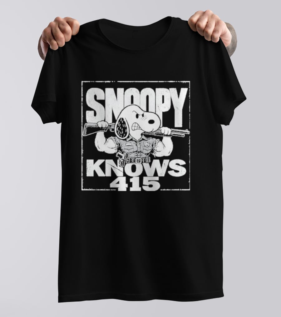 Snoopy Knows 415 Peanuts Police Officer Gun T-Shirt