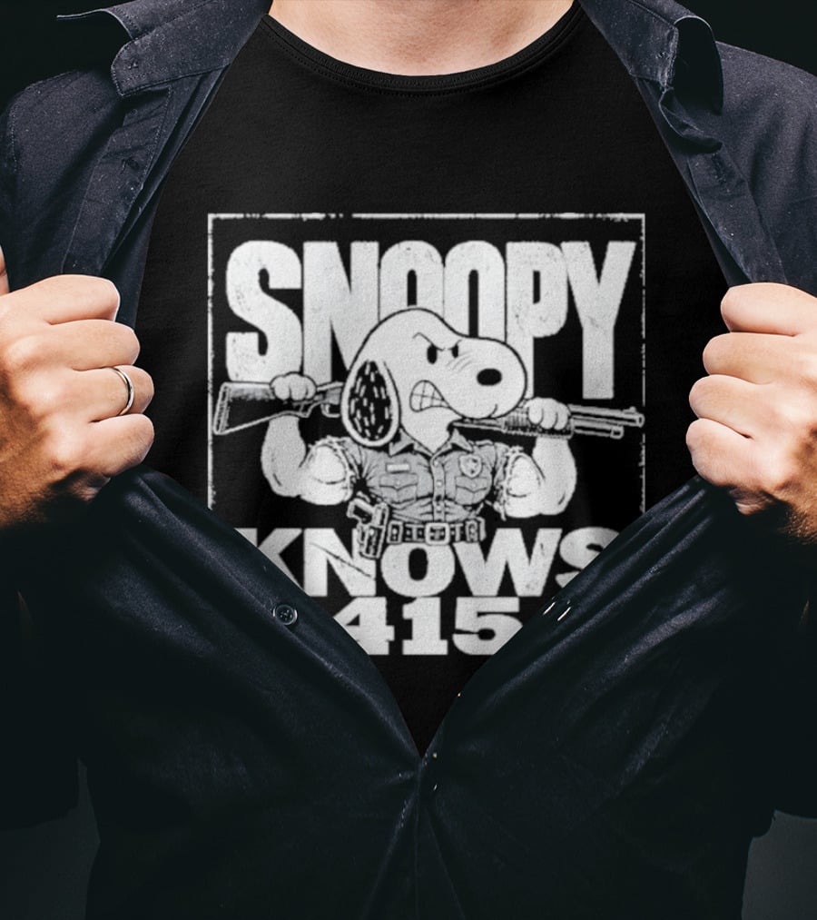 Snoopy Knows 415 Peanuts Police Officer Gun T-Shirt
