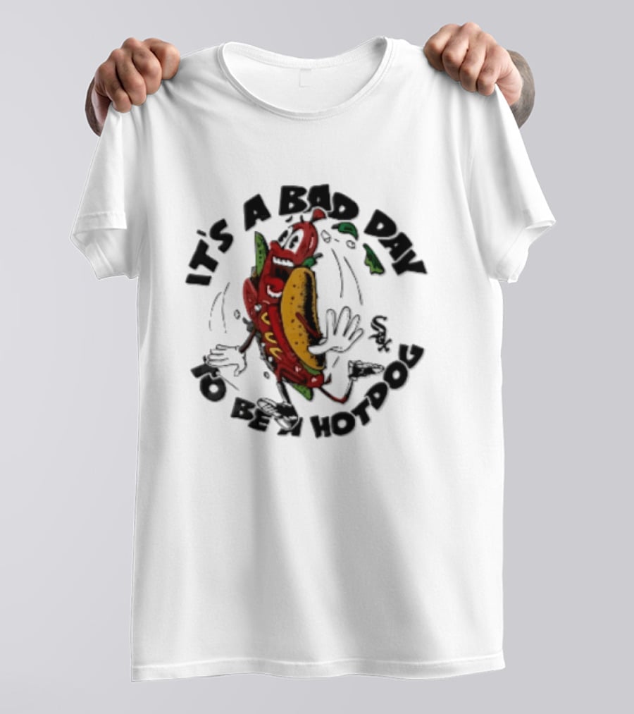 Chicago White Sox MLB It's A Bad Day To Be Hotdog Panicked Cartoon Sausage Running T-Shirt