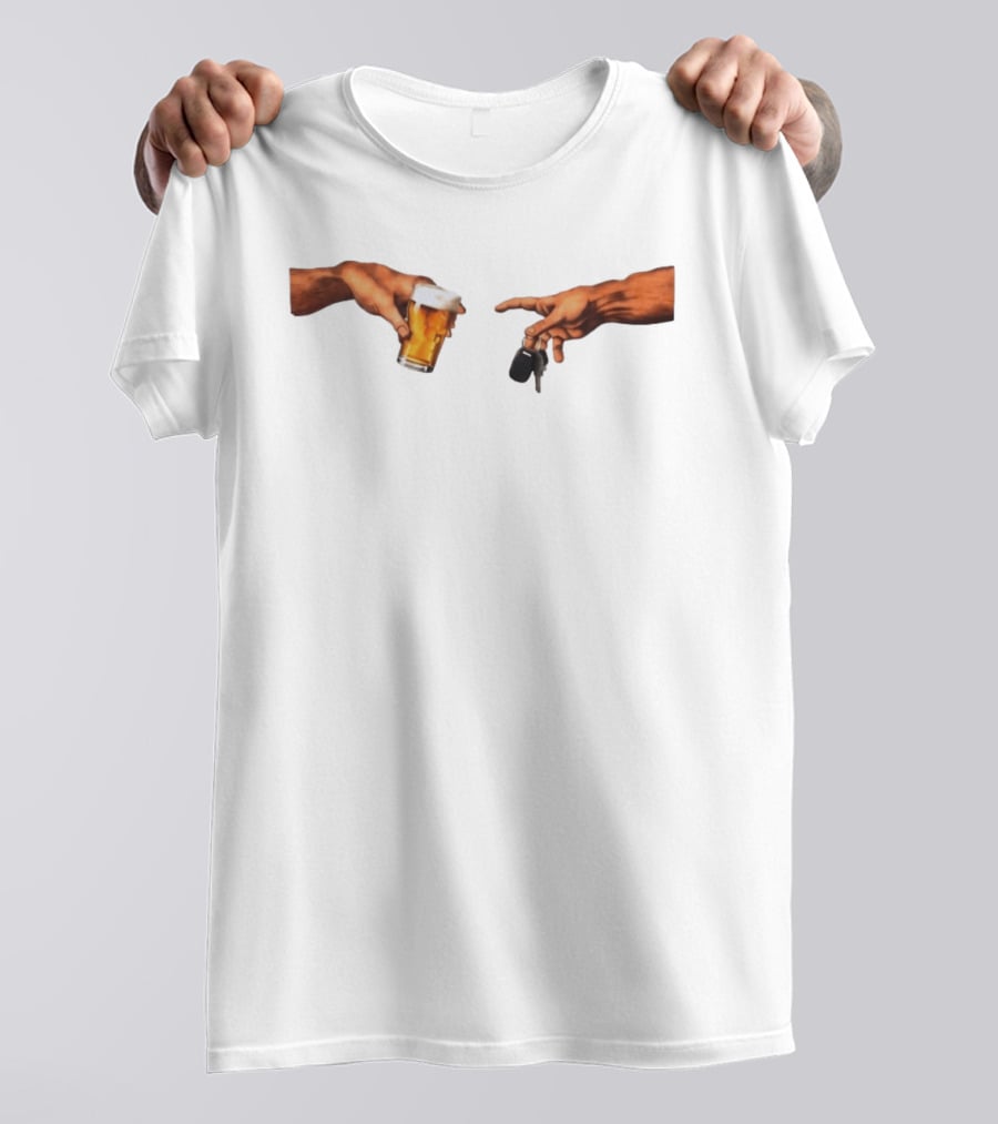 Creation Of Adam Beer Handing Over Car Keys T-Shirt