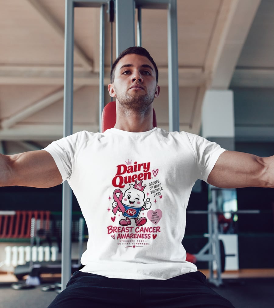 Dairy Queen Breast Cancer Awareness Stronger People Sweeter Tomorrows Check Treat Support Together T-Shirt