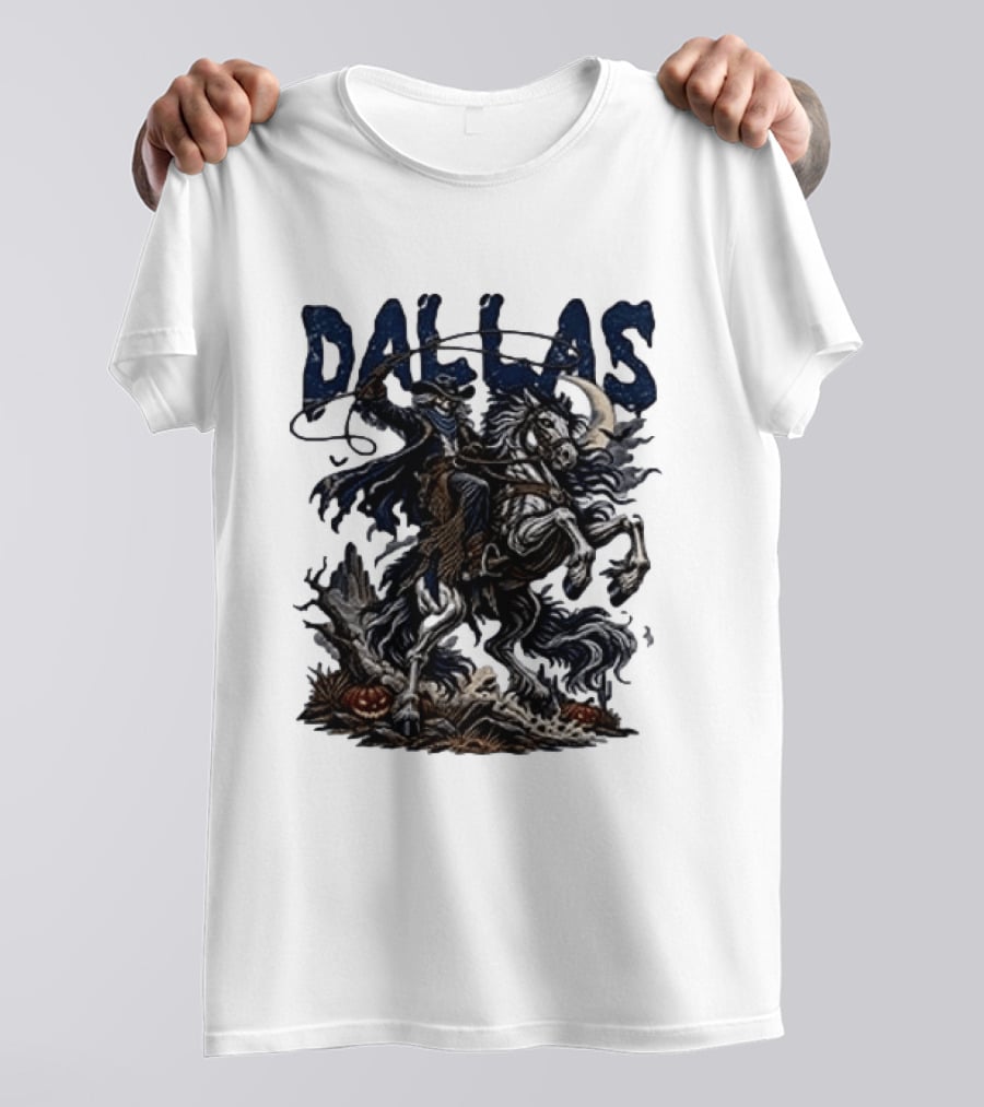 Dallas Cowboys Skeleton Horse Rider Halloween T-Shirt