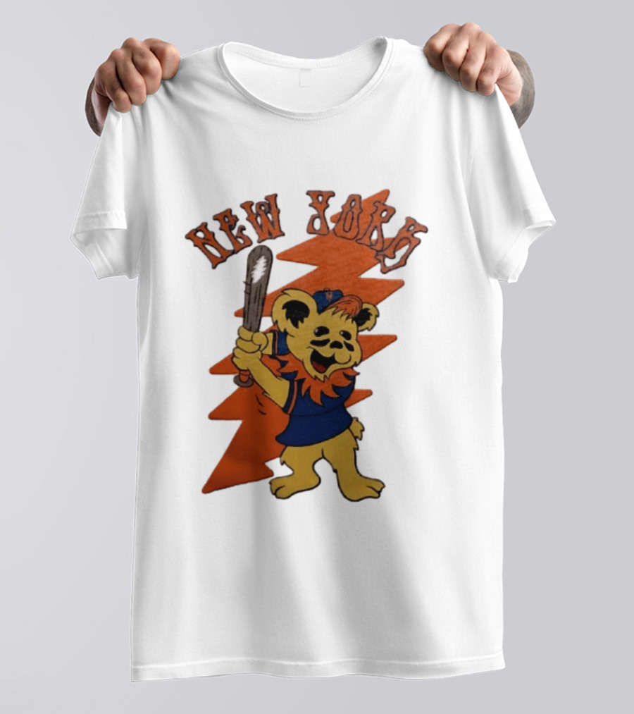 New York Grateful Dead Dancing Bear Batting Baseball Mets MLB T-Shirt