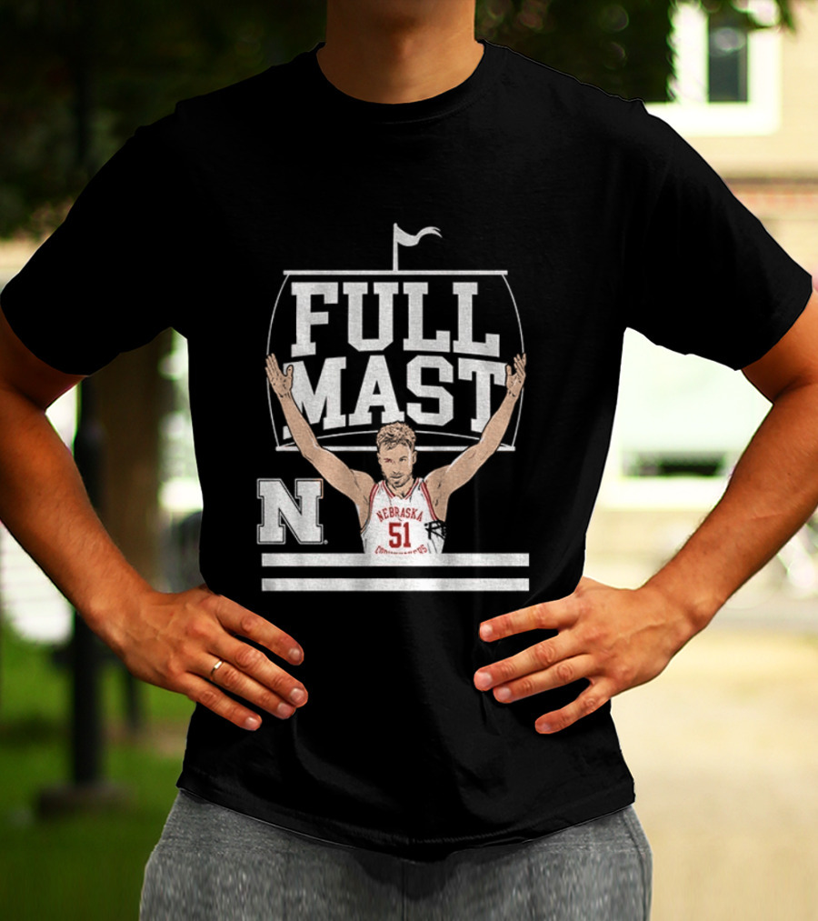 Rienk Mast 51 Full Mast Nebraska Cornhuskers Basketball Cartoon T-Shirt