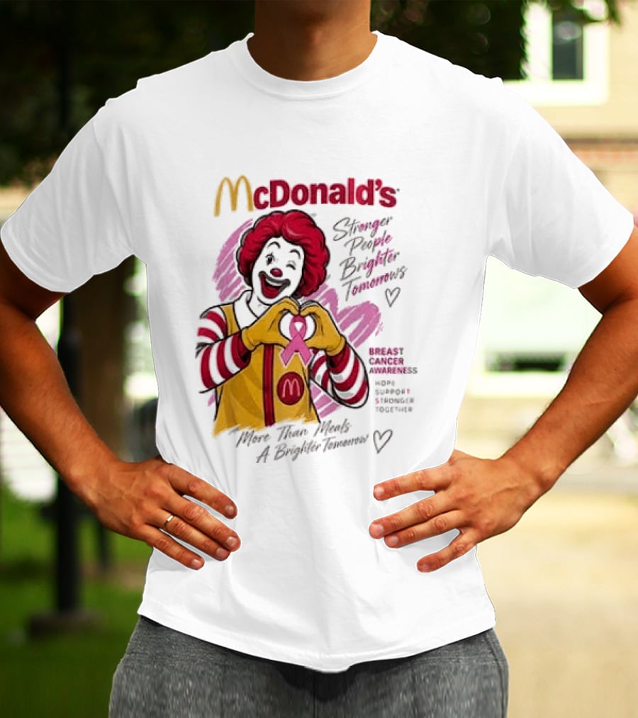 McDonald's Ronald McDonald Breast Cancer Awareness "More Than Meals A Brighter Tomorrow" Pink Ribbon T-Shirt