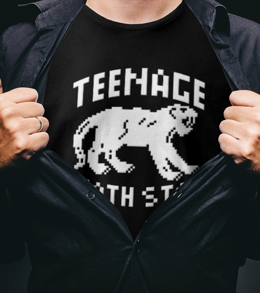 Teenage Death Star 8 Bit Pixelated White Panther T-Shirt