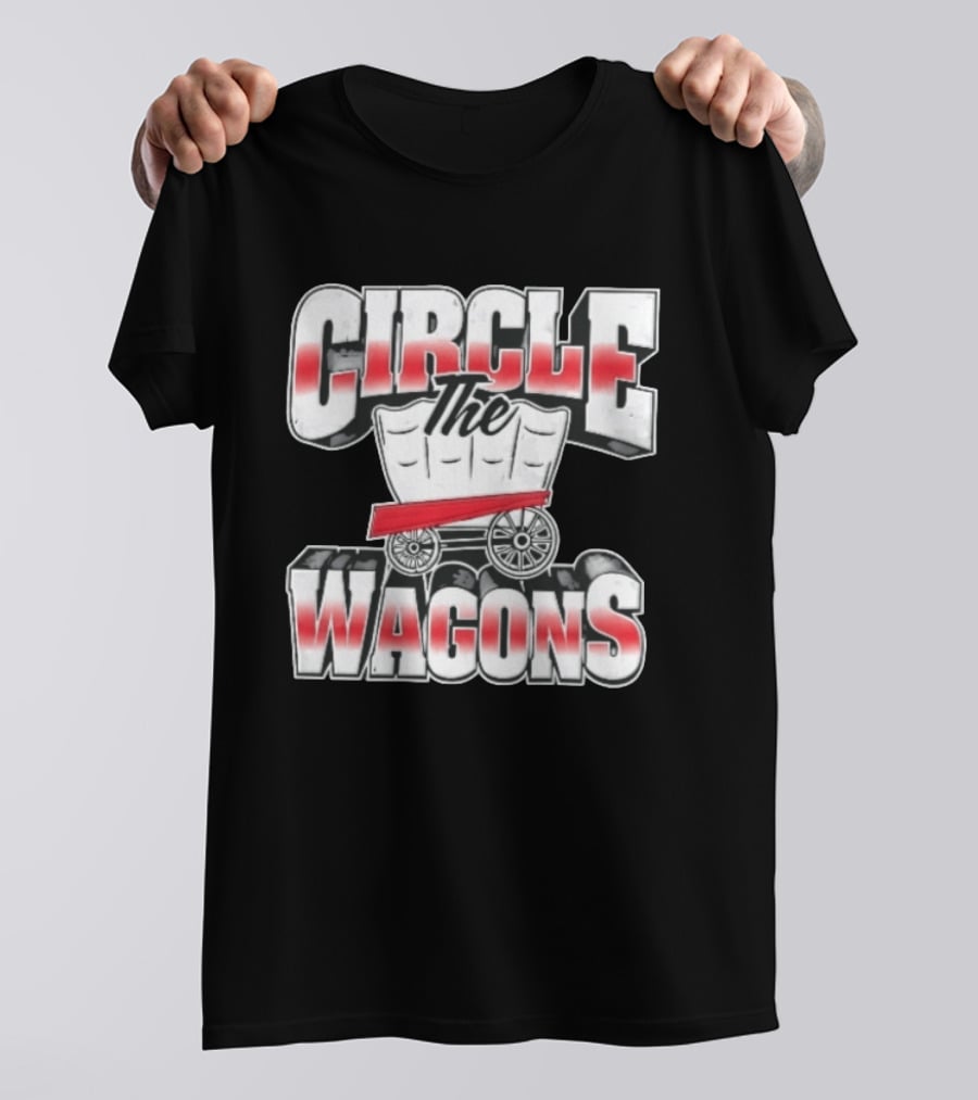 Circle The Wagons Pioneer Covered Wagon Red White 3D T-Shirt