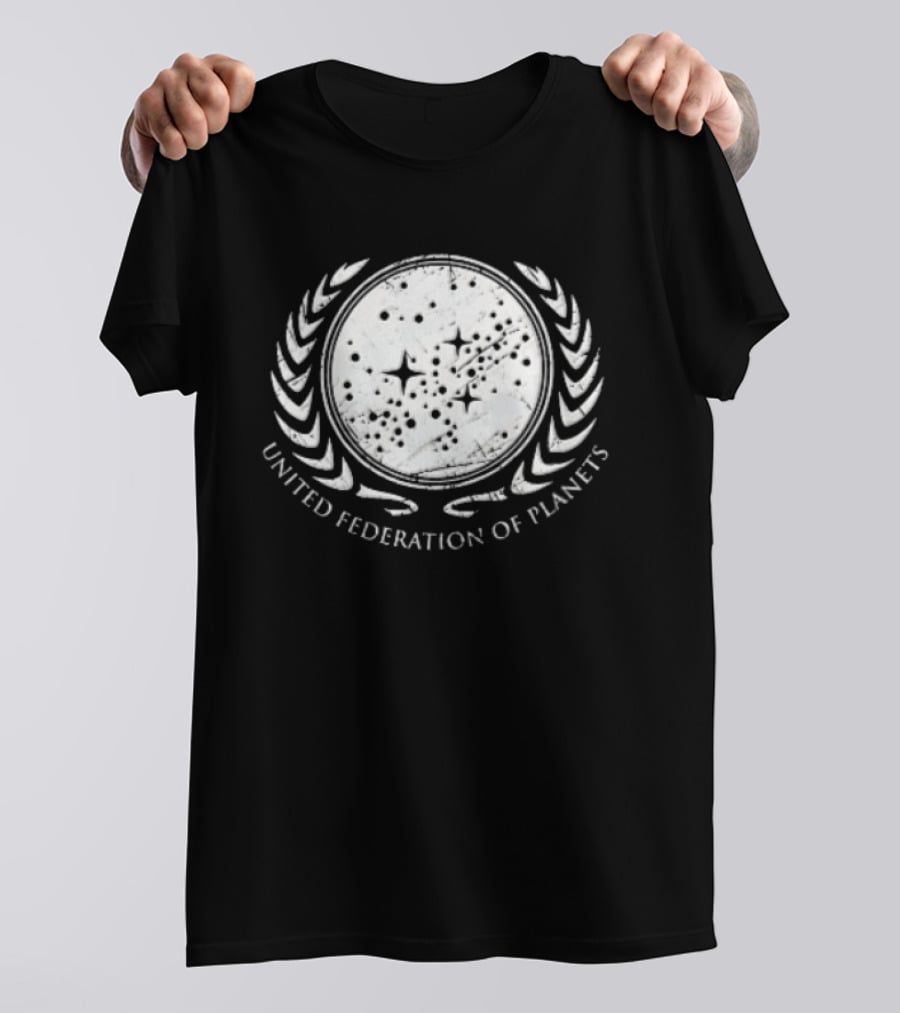 United Federation Of Planets Distressed Star Field Laurel Wreath T-Shirt