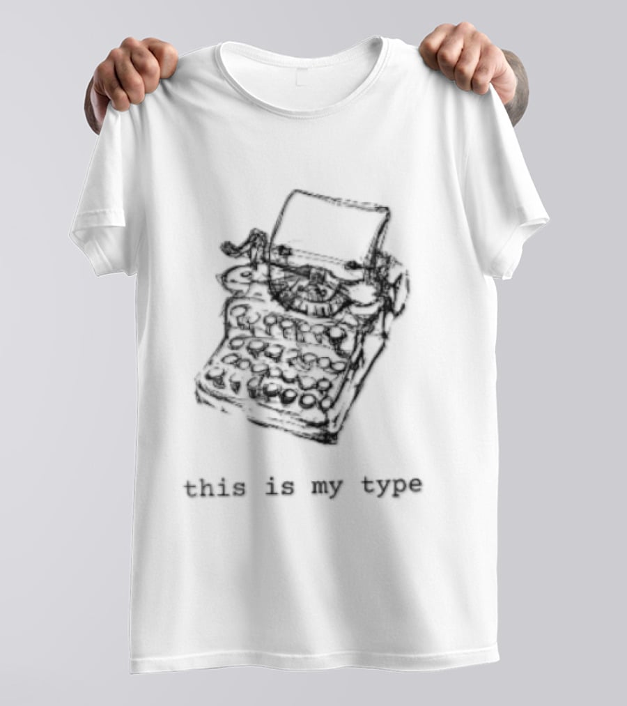 This Is My Type Mechanical Typewriter Pencil Line Sketch T-Shirt
