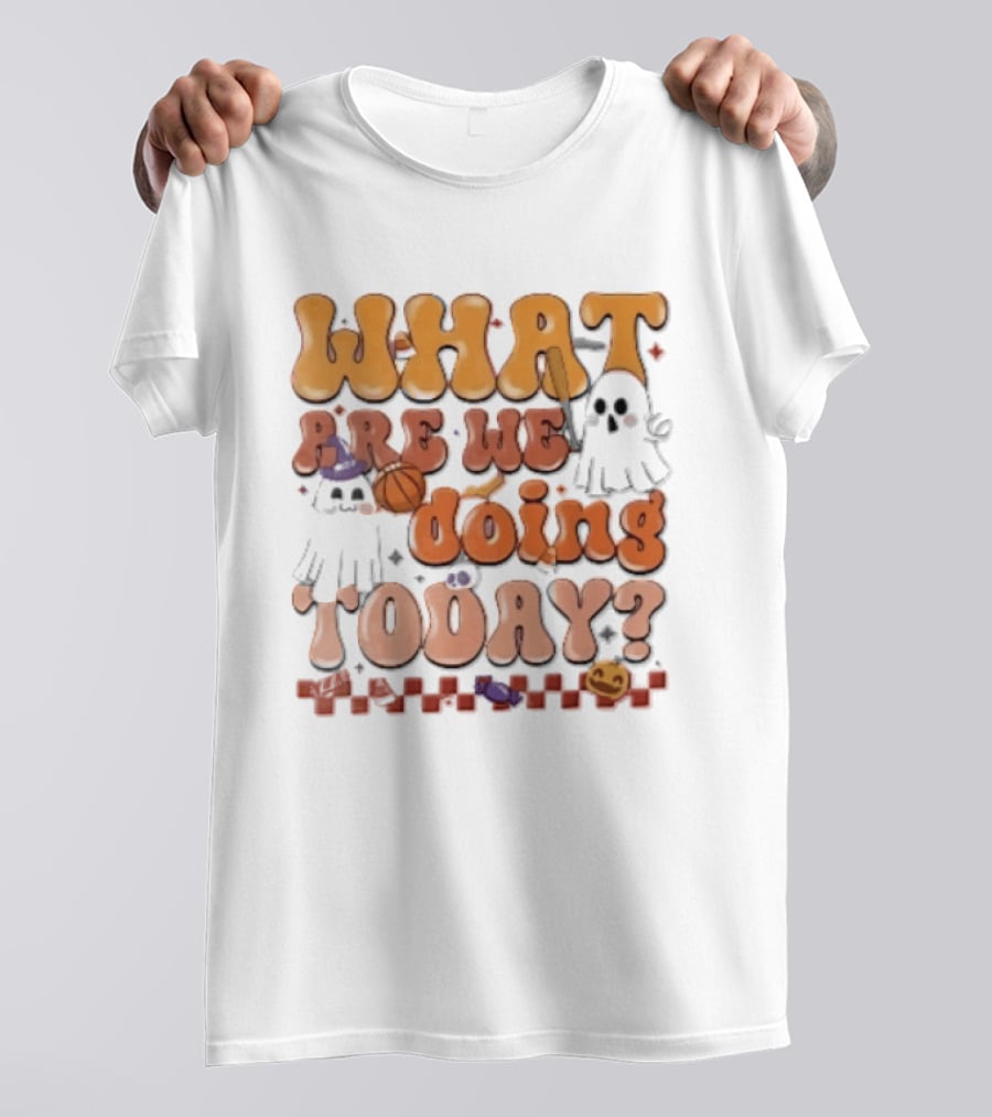 What Are We Doing Today Cartoon Halloween Ghosts Basketball Baseball Boo Shop T-Shirt