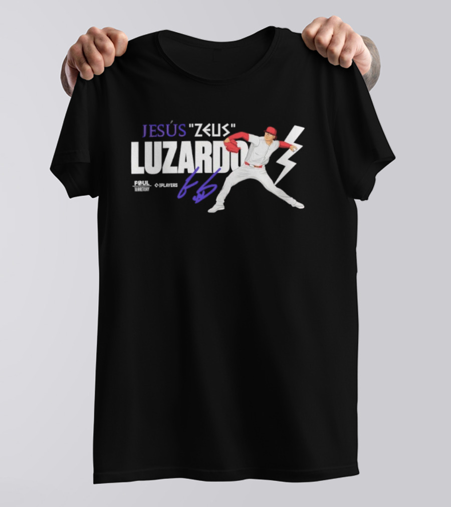 Jesús Zeus Luzardo Pitching Foul Territory 44 Lightning Bolt T-Shirt