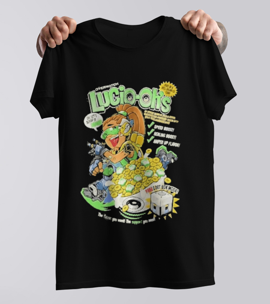 Lucio Oh's Cereal Sound Boost Sonic Waves Packed With Flavor T-Shirt