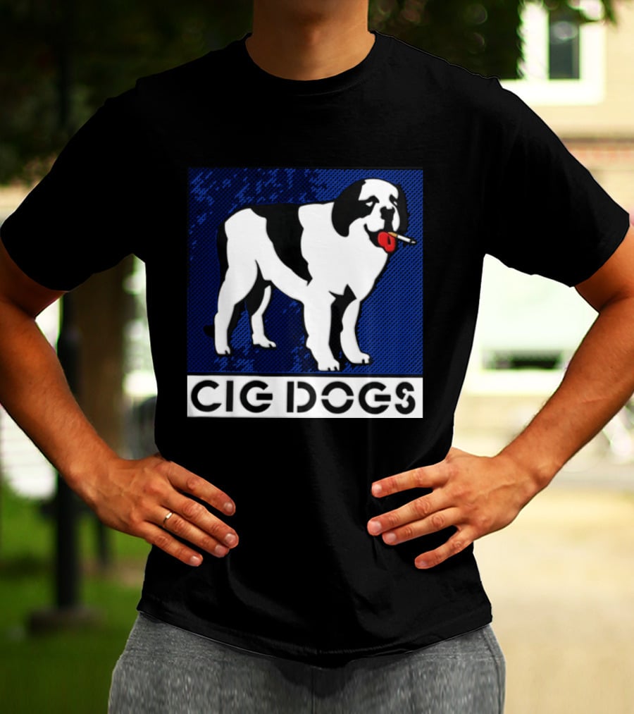 Cig Dogs Saint Bernard Smoking Cigarette Funny Canine T-Shirt