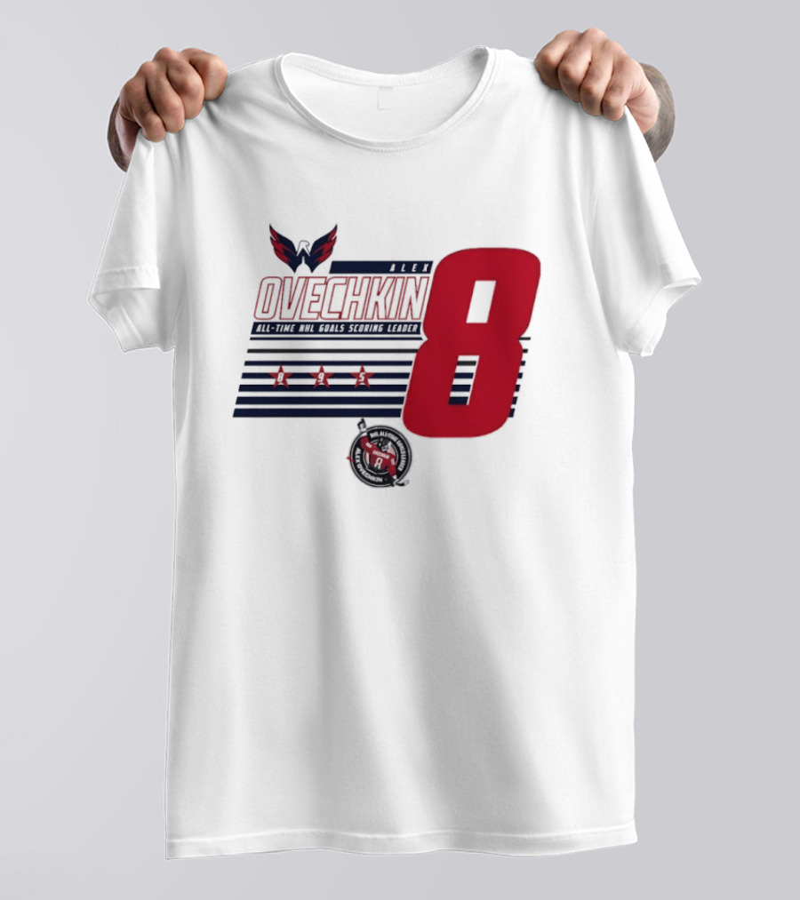 Alex Ovechkin 8 NHL All Time Goals Leader Washington Capitals Stars And Stripes T-Shirt