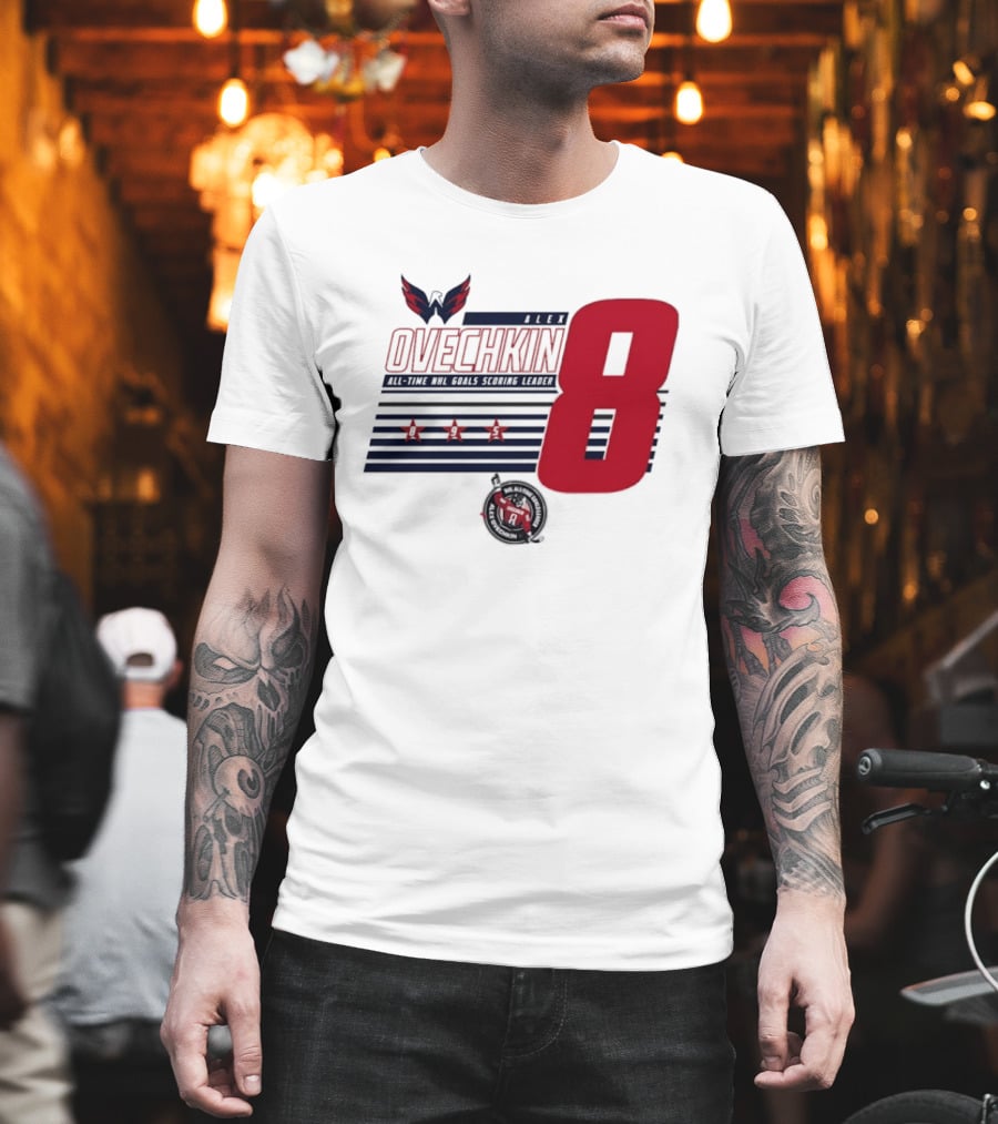 Alex Ovechkin 8 NHL All Time Goals Leader Washington Capitals Stars And Stripes T-Shirt