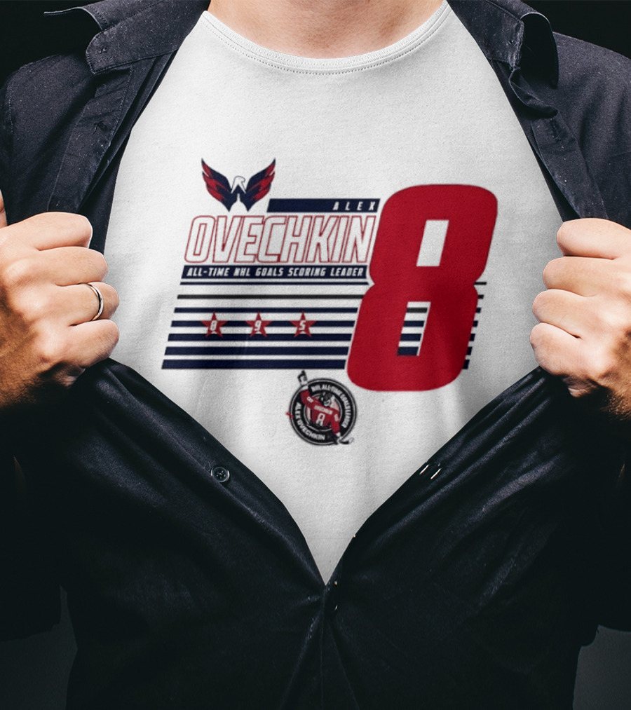 Alex Ovechkin 8 NHL All Time Goals Leader Washington Capitals Stars And Stripes T-Shirt
