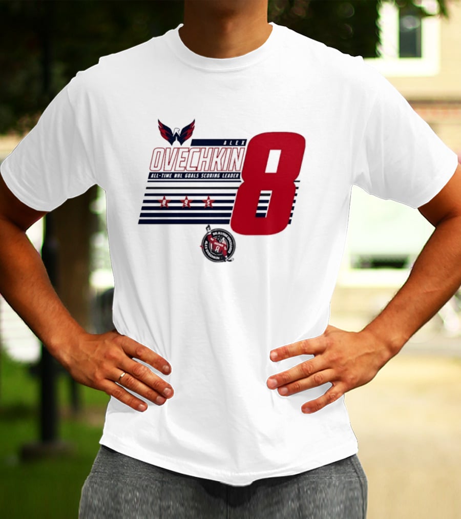 Alex Ovechkin 8 NHL All Time Goals Leader Washington Capitals Stars And Stripes T-Shirt