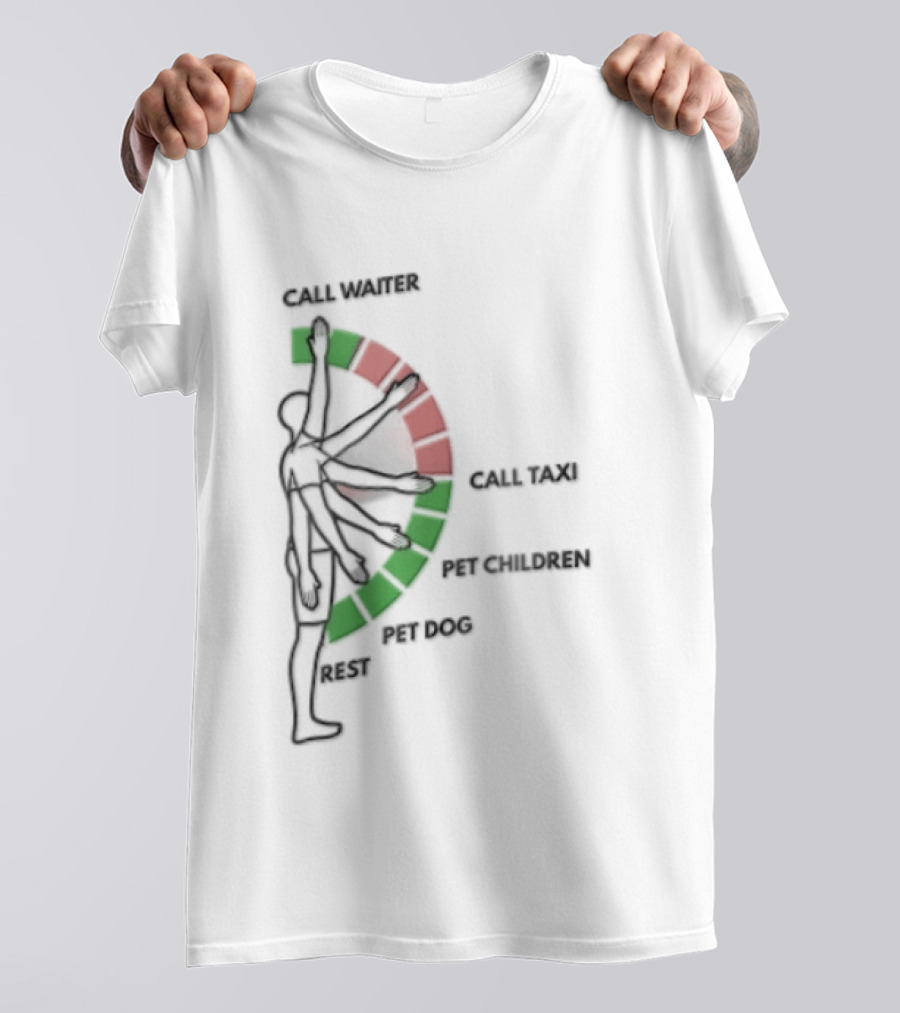 Call Waiter Call Taxi Pet Children Pet Dog Rest Arm Movement Chart T-Shirt