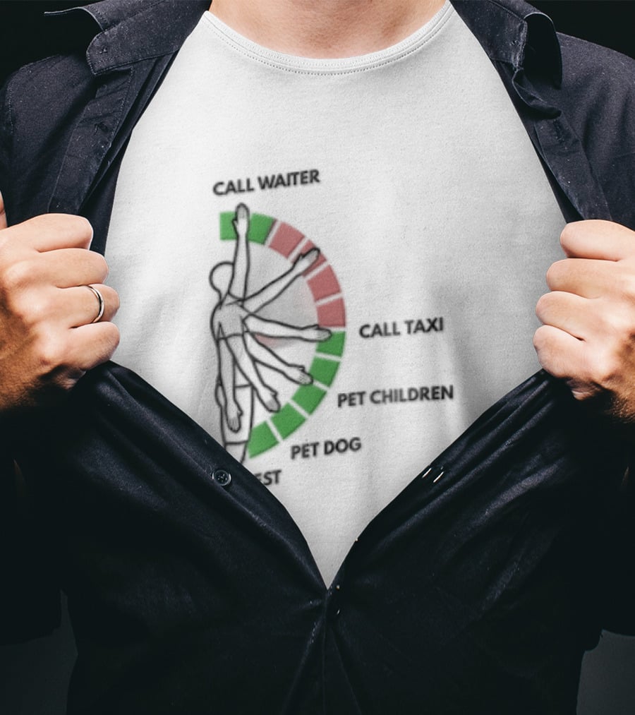 Call Waiter Call Taxi Pet Children Pet Dog Rest Arm Movement Chart T-Shirt