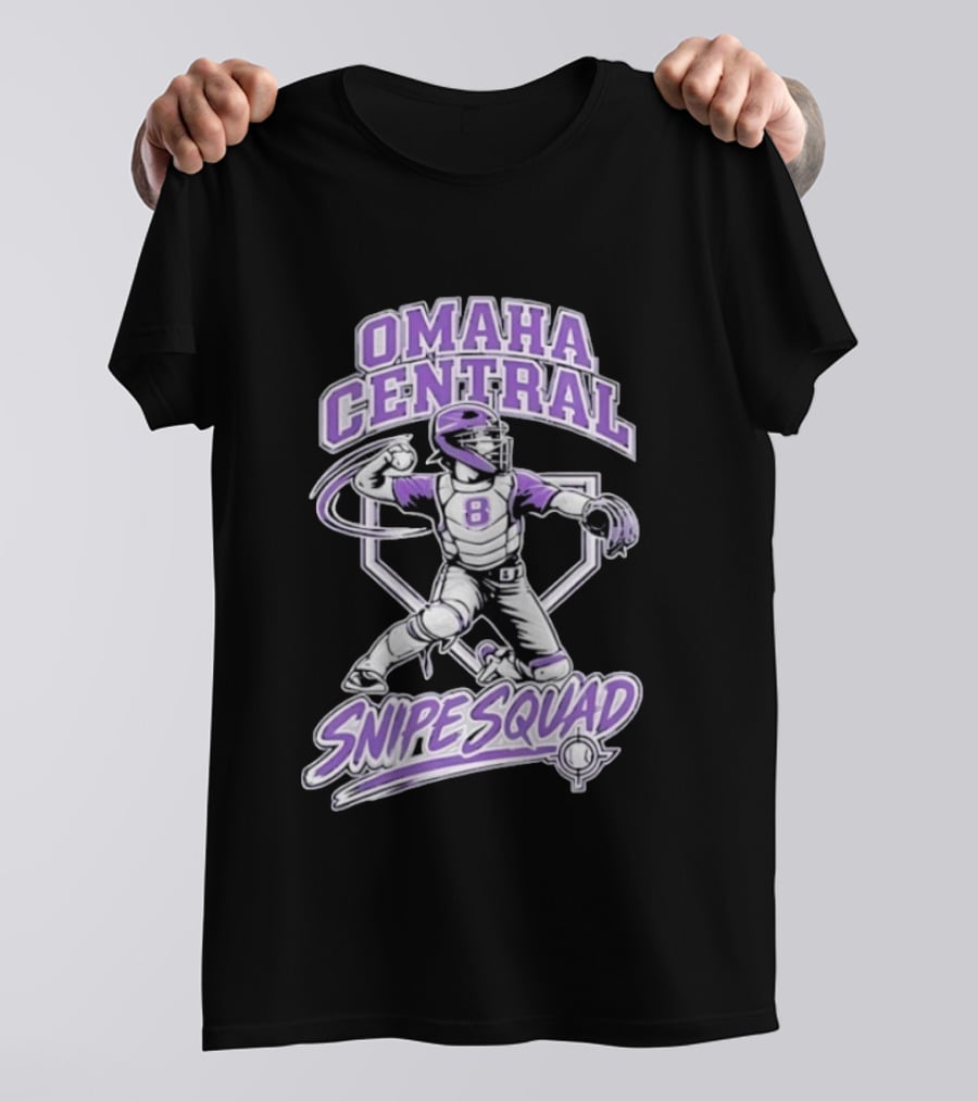 Omaha Central Snipe Squad Baseball Catcher Number 8 T-Shirt