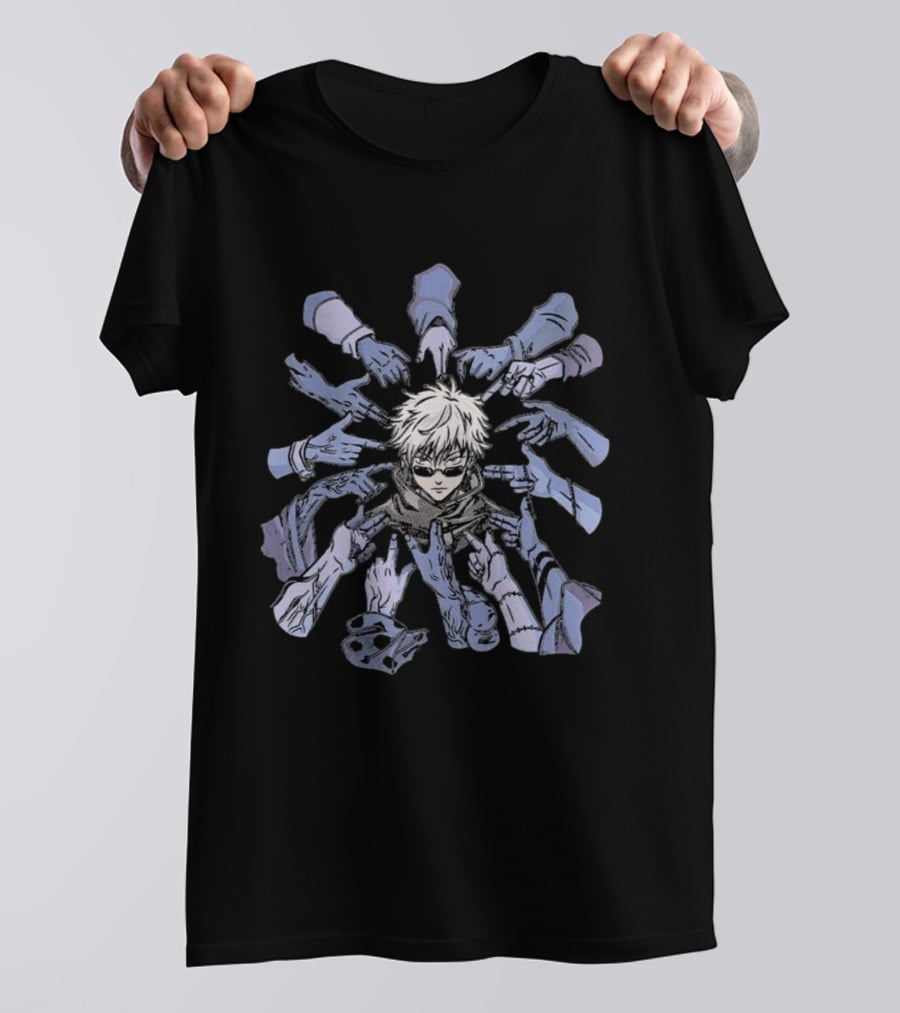 Gojo Satoru Surrounded By Pointing Hands Jujutsu Kaisen Style Anime T-Shirt