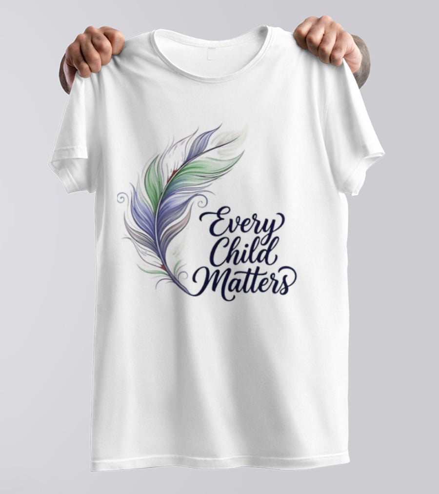 Every Child Matters Colorful Feather Orange Day Awareness T-Shirt