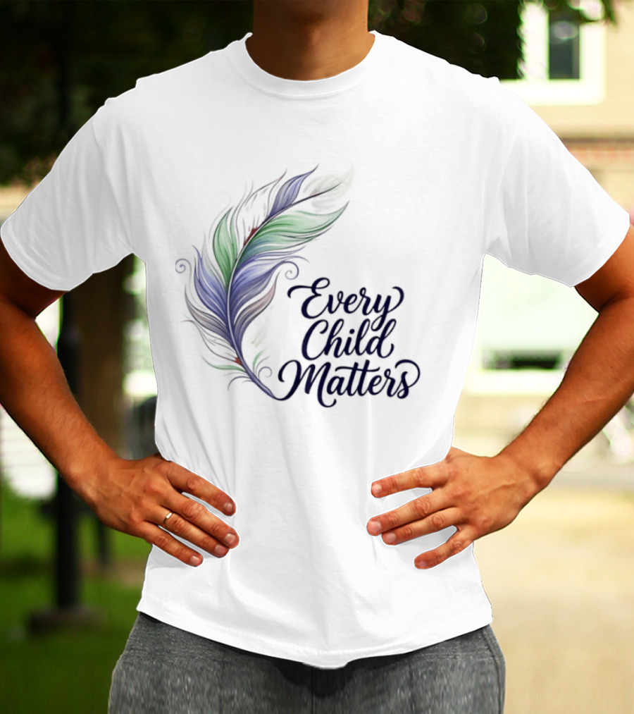 Every Child Matters Colorful Feather Orange Day Awareness T-Shirt