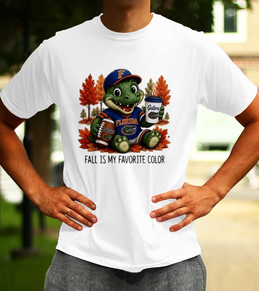 Florida Gators Fall Is My Favorite Color Gators Football Mascot Coffee Football Autumn Leaves T-Shirt