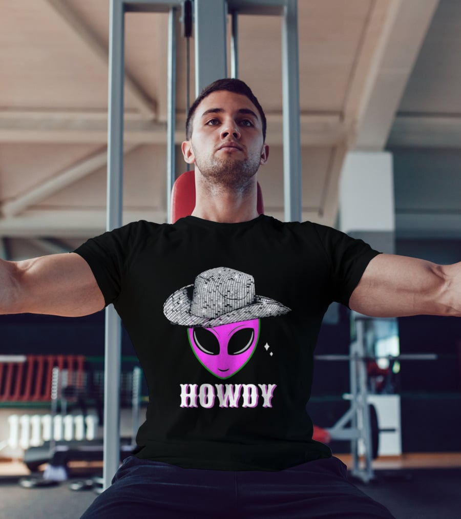 Howdy Alien Disco Cowboy Hat Western T-Shirt