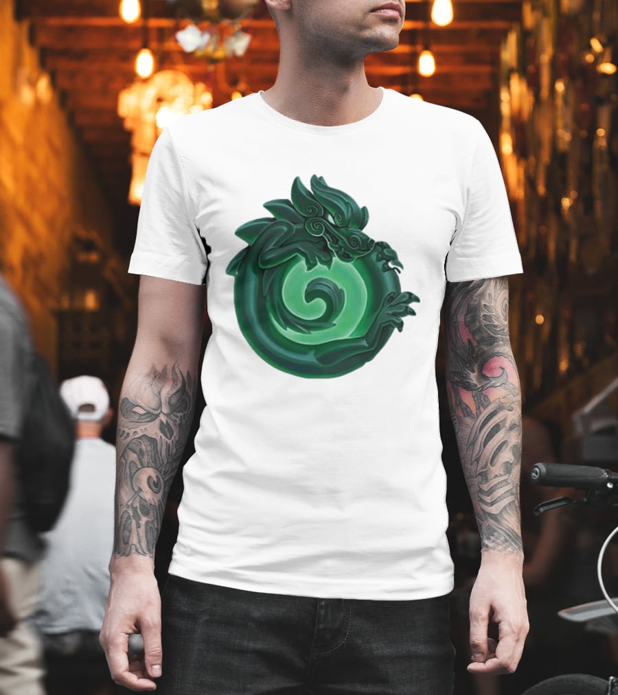 Green Jade Dragon Ouroboros Mythology Symbolic T-Shirt