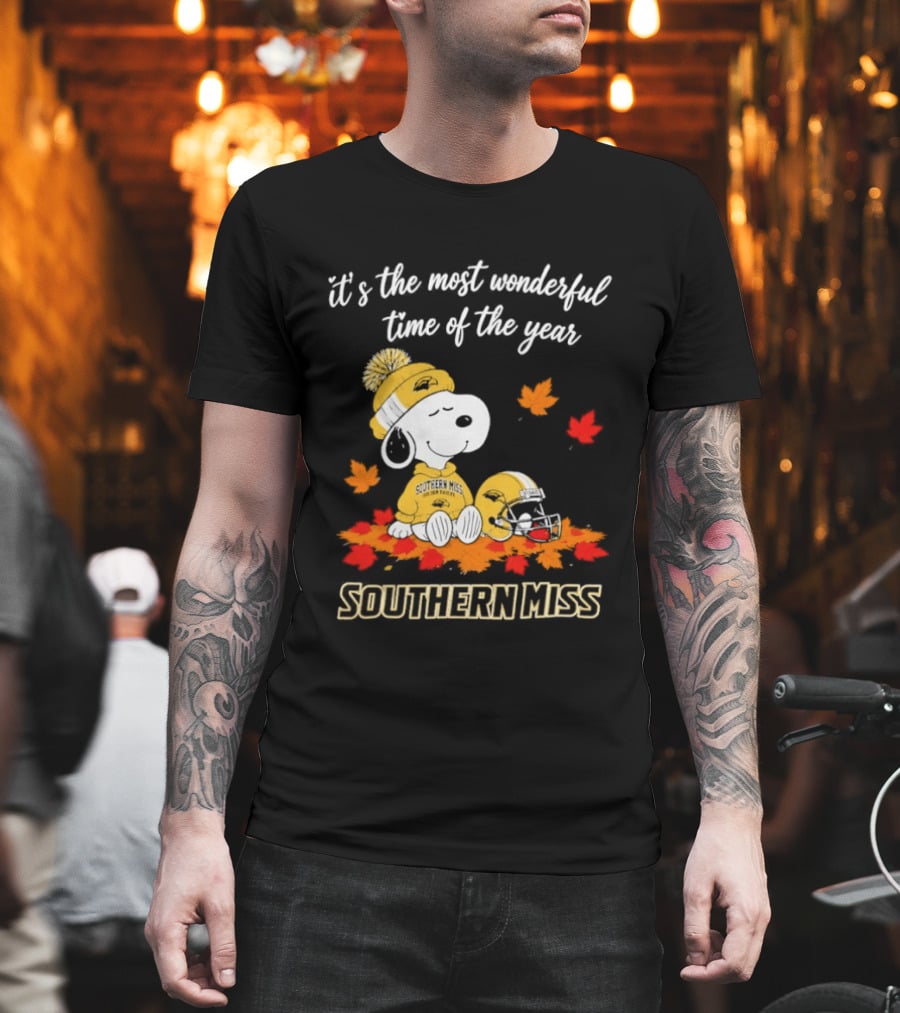 Snoopy It's The Most Wonderful Time Of The Year Southern Miss Golden Eagles Peanuts Fall Football T-Shirt