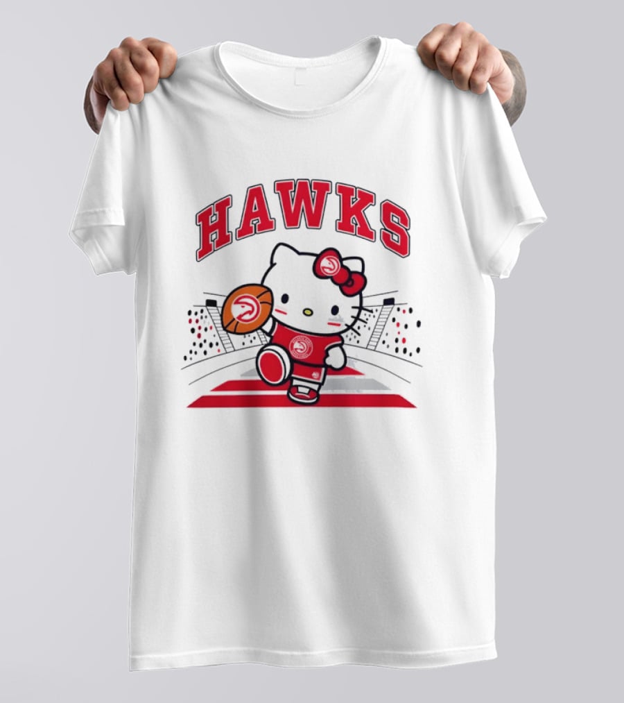 Hello Kitty Atlanta Hawks Basketball Collaboration 2026 NBA Season T-Shirt