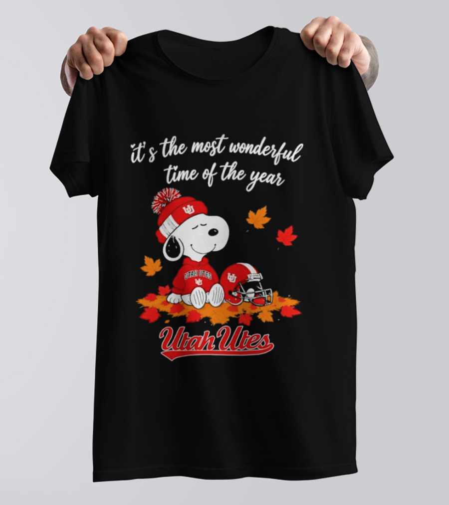 Snoopy It's The Most Wonderful Time Of The Year Utah Utes Autumn Cozy Vibe T-Shirt