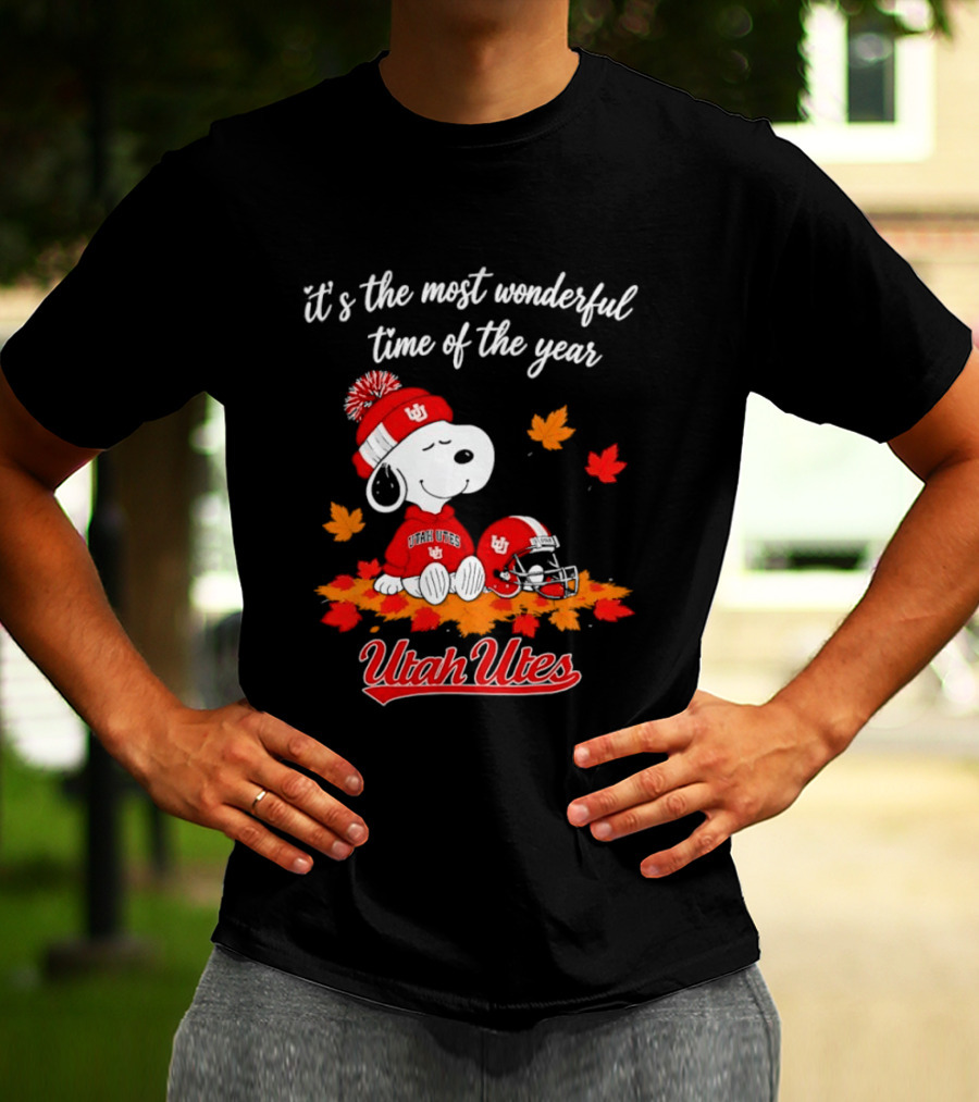 Snoopy It's The Most Wonderful Time Of The Year Utah Utes Autumn Cozy Vibe T-Shirt