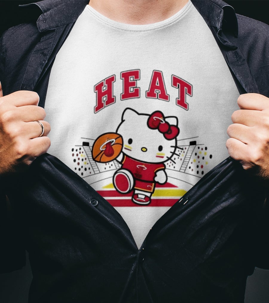 Hello Kitty Heat Miami NBA Basketball 2026 Season Collaboration T-Shirt