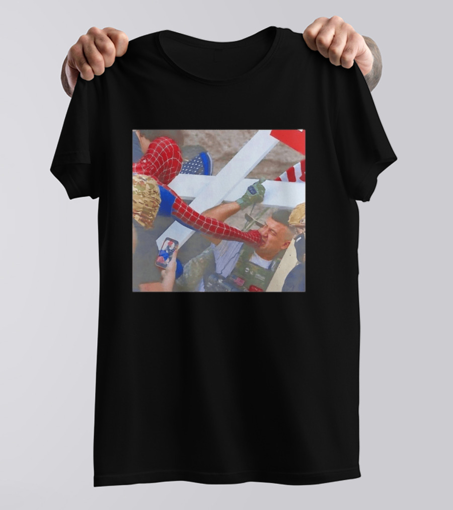 Invisible Touch Spider Man Meets Protester Face Off T-Shirt