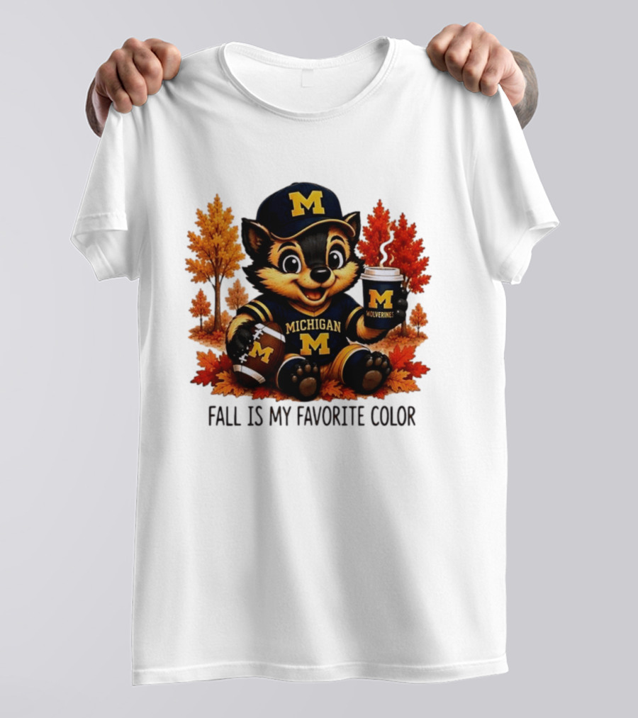 Michigan Wolverines Fall Is My Favorite Color Mascot Coffee Football T-Shirt