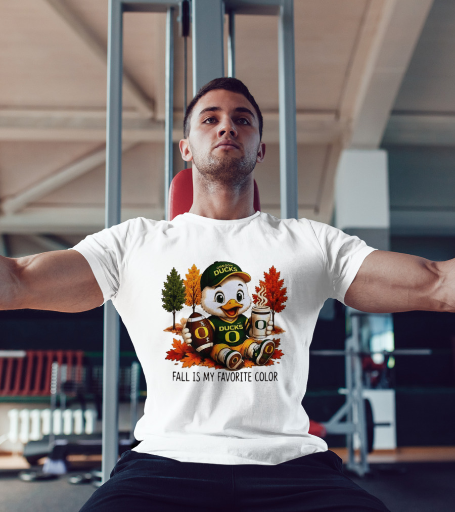 Oregon Ducks Fall Is My Favorite Color Cute Mascot Football Autumn Leaves T-Shirt