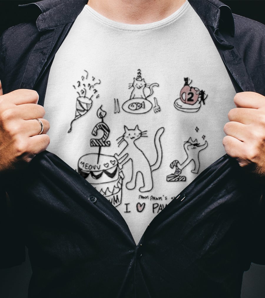 Pawm Pawm 2nd Birthday Meow Cat Celebration I Heart Pawm Pawm The Best T-Shirt
