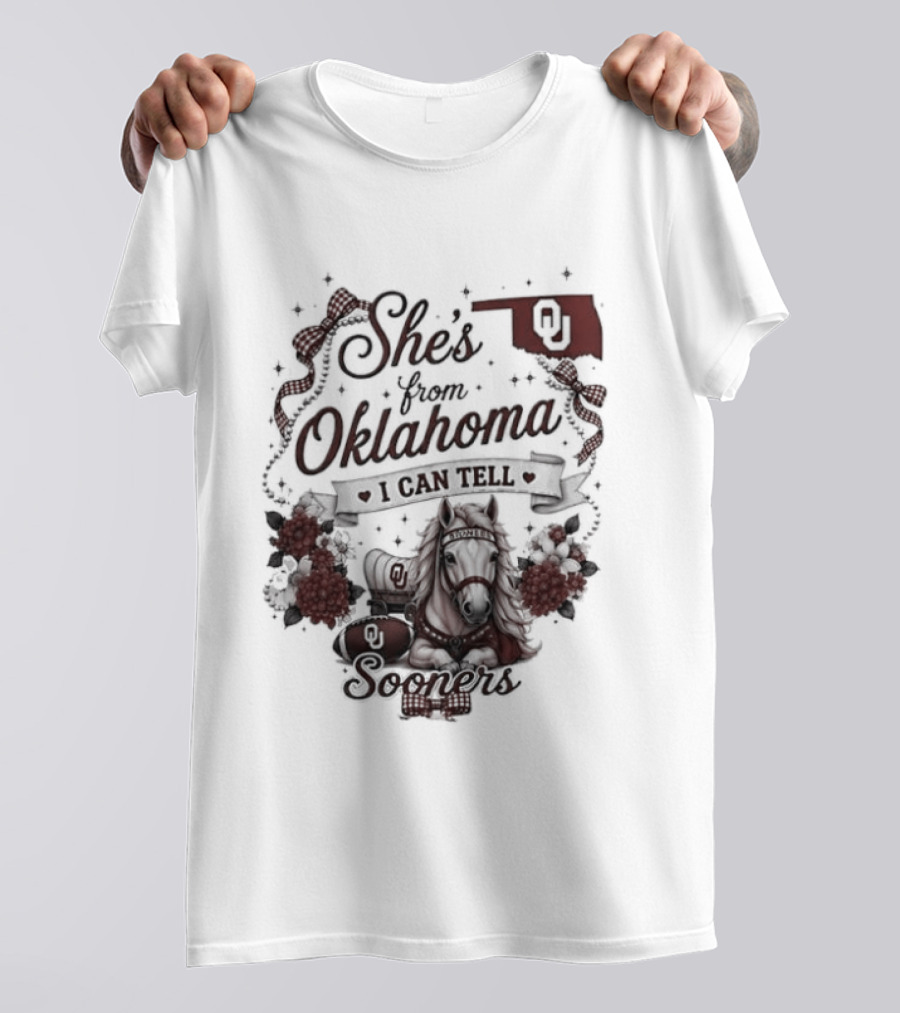 She's From Oklahoma I Can Tell Sooners OU State Pride Football T-Shirt