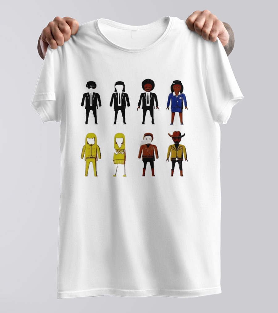 Tarantino Movie Characters Playful Figurine Lineup T-Shirt