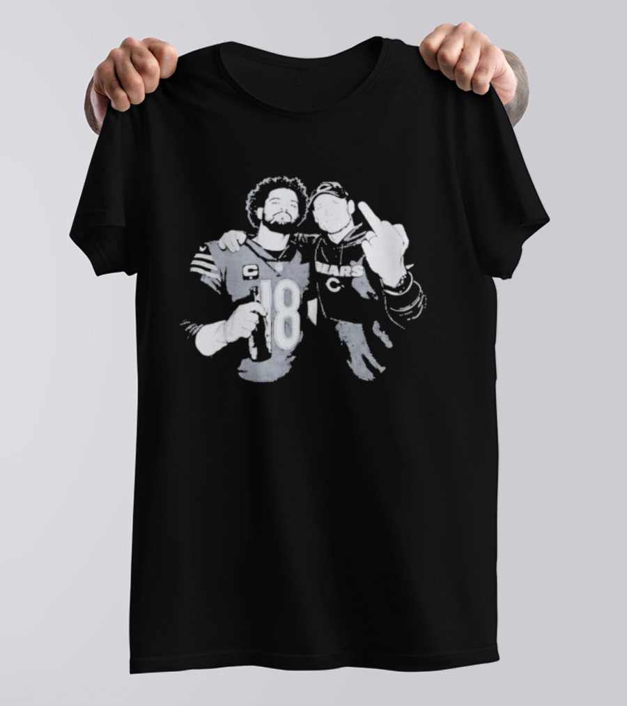 Bears Caleb Williams Ben Johnson Middle Finger Gesture T-Shirt