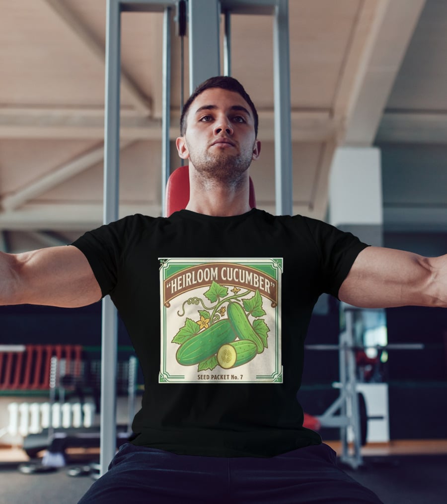 Heirloom Cucumber Seed Packet No 7 Vintage Gardening Iconic Green T-Shirt