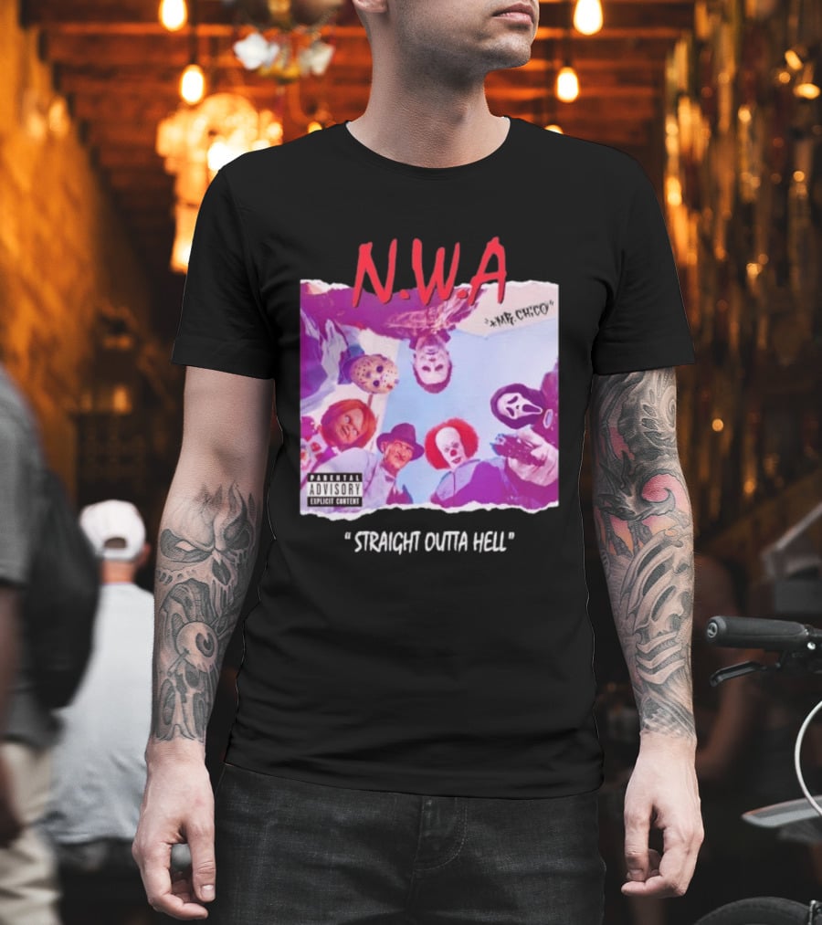 N.W.A Straight Outta Hell Horror Movie Character Mashup T-Shirt